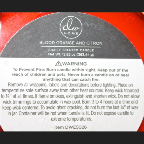 DW HOME CANDLE BLOOD ORANGE CITRON 3 WICK NEW - Picture 3 of 3